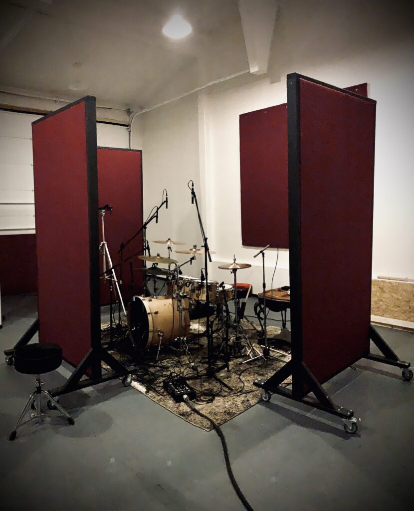 Unity of Noise Recording Studio, tracking room, DW Drum setup.